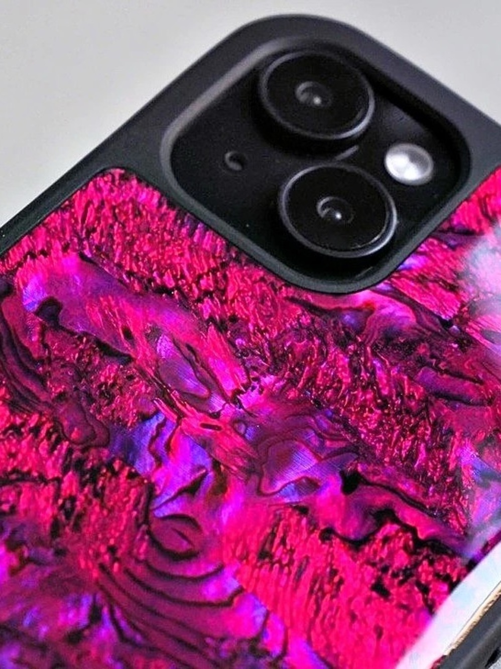 Handmade Abalone Shell iPhone 16 plus Case, Plum Pink, Natural Shell